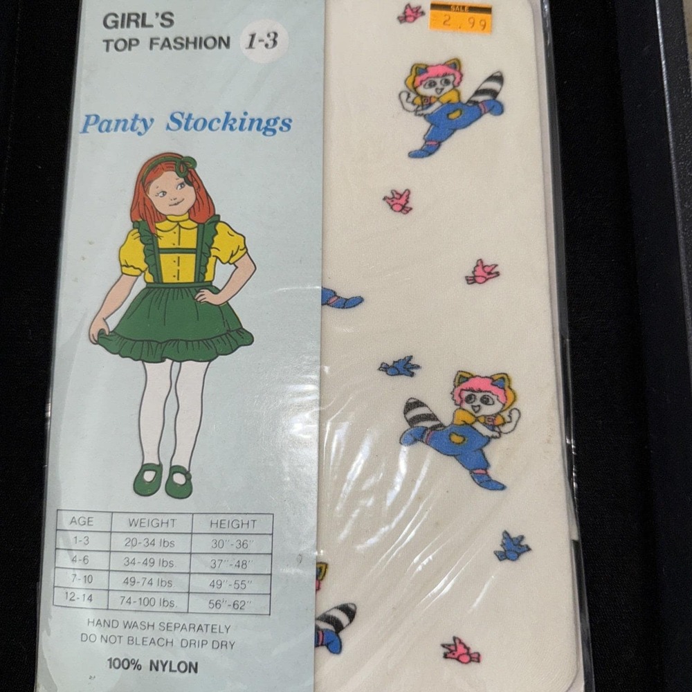 Vintage Girls WhitePanty Stockings Nylon Size 1-3‎ Yes Made In USA Seamless 5199